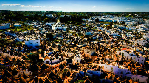 High angle view of cityscape against sky
