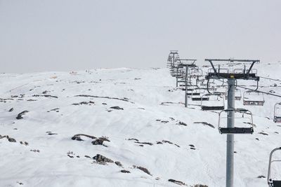 Aerial view of ski lift against clear sky