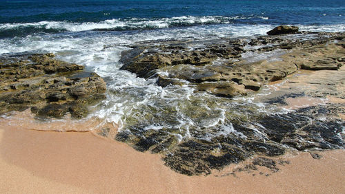 High angle view of beach against sky