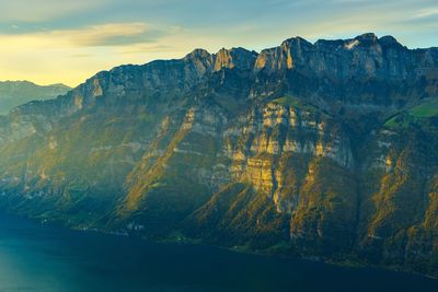 Scenic view of mountain range against sky