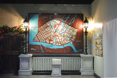 Interior of illuminated building