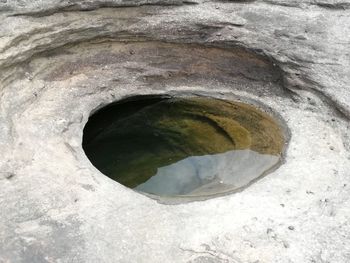 High angle view of hole in water