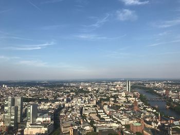 High angle view of buildings against sky in city