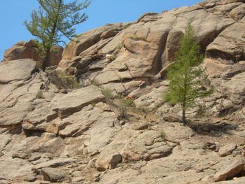 Low angle view of rock formations