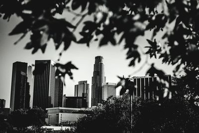 Low angle view of skyscrapers against sky