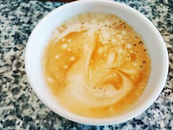 High angle view of coffee on table