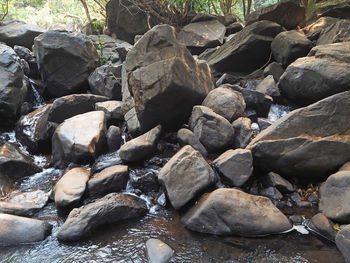 High angle view of stones