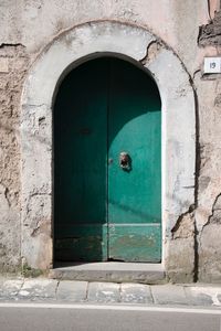 Closed door of building