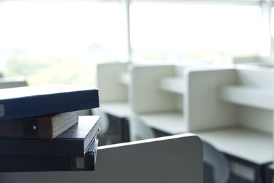 Stack of books on table