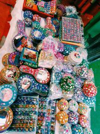 Close-up of multi colored candies for sale