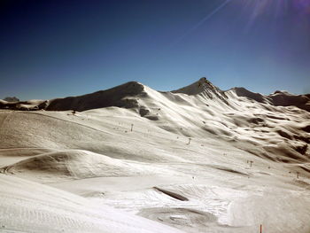 Scenic view of mountains against clear sky