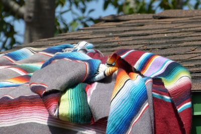 Close-up of multi colored boy wearing hat