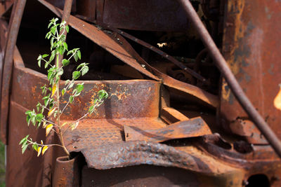 Close-up of rusty metal wheel