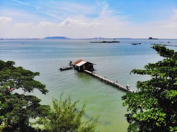 High angle view of sea against sky
