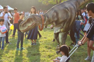 Children playing on field