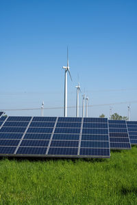 Wind turbines, solar panels and power lines seen in germany