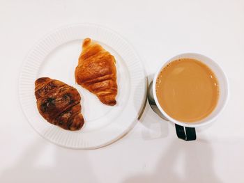 High angle view of breakfast in plate on table