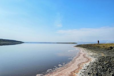 Colorful algae at the shores of lake magadi, rift valley, kenya