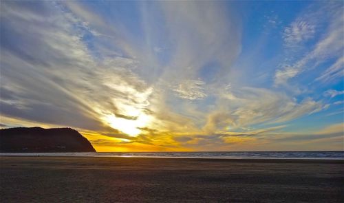 Scenic view of sea at sunset