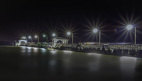 Bridge over river at night