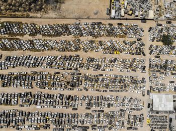 Directly above shot of cars at parking lot