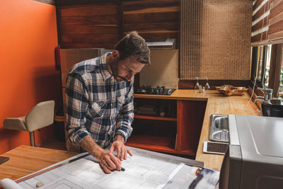 Man working on table