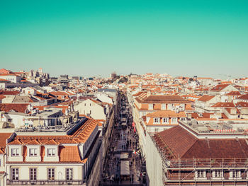 High angle view of townscape against sky