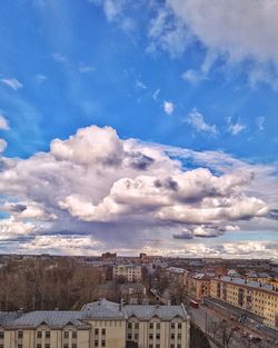 High angle view of townscape against sky