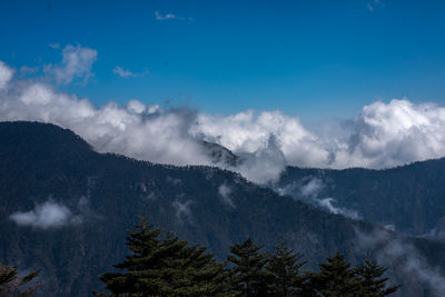 Low angle view of mountains against sky