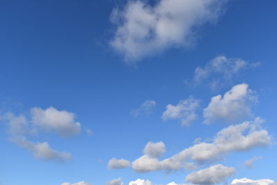 Low angle view of clouds in blue sky