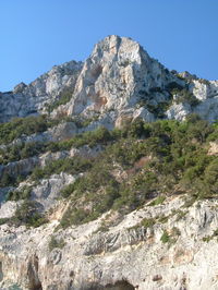 Scenic view of mountains against clear sky