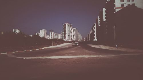 Road along buildings