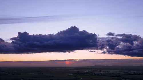 Scenic view of landscape against sky during sunset