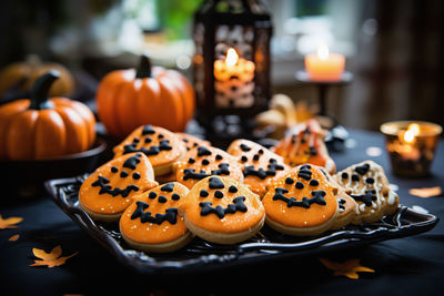 Close-up of cupcakes on table