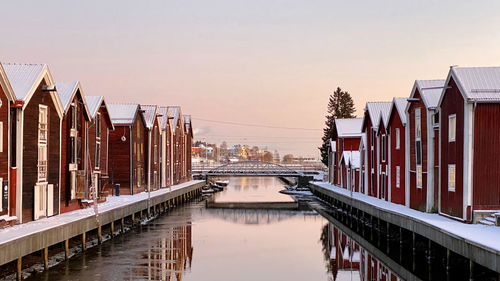 Panoramic view of buildings against sky during sunset