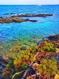 High angle view of sea against sky