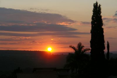 Scenic view of silhouette landscape against sky during sunset