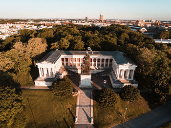 High angle view of buildings in town