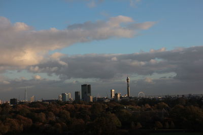 Panoramic view of factory against sky