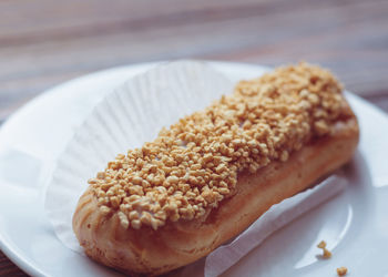 Close-up of snack in plate on table