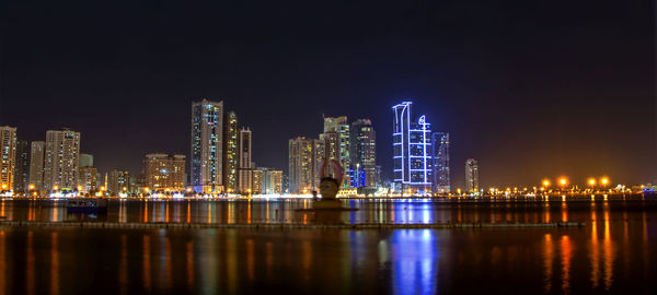 Illuminated city at night