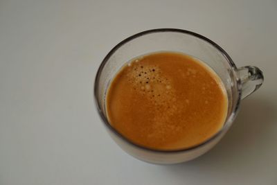 High angle view of coffee on table