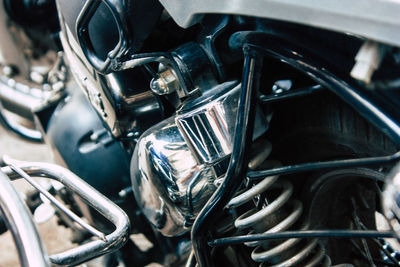 Close-up of motorcycle engine