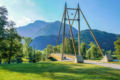 Scenic view of field against clear sky
