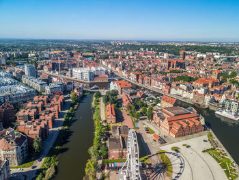 High angle view of townscape against sky