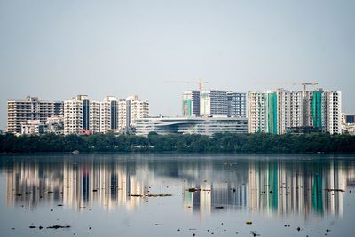 Reflection of buildings in water