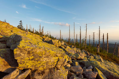 Scenic view of rocks against sky