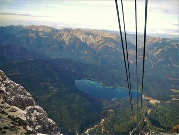 High angle view of valley against sky