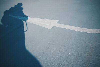 Shadow of man on road