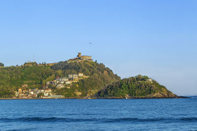 Scenic view of sea against clear sky